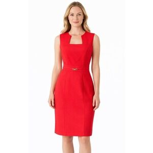 Chelsea Rose Coral Lined Sheath Dress Sleeveless Square‎ Neck Womens Size 2